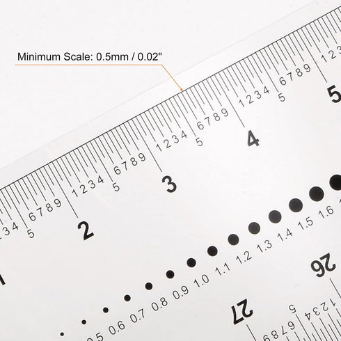 Film Flexible Ruler 30cm, Transparent PET Plastic Covered Folding Straight Ruler with 0.5mm Scale