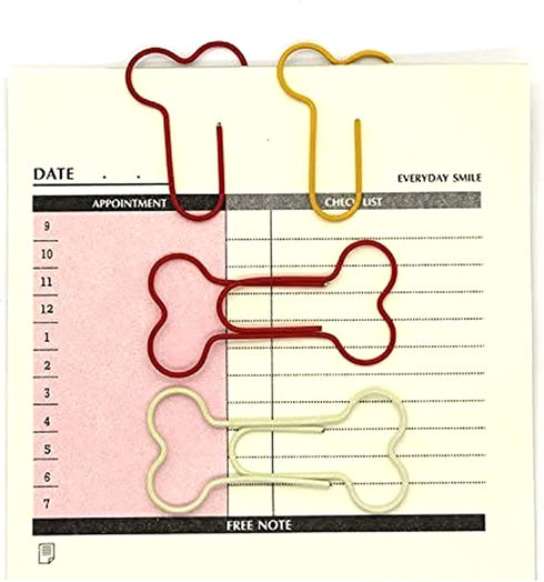 BRRAAVEES 25 Pcs Colorful Cute Dog Bone Shape Paper Clips for Bookmarking Files, Office, School Notebook