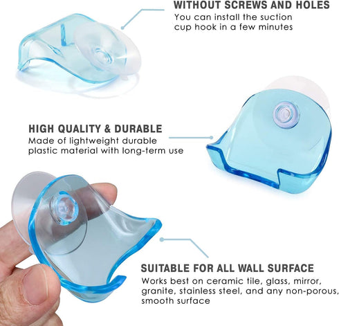 2 Pack Suction Cup Razor Holder for Shower Wall Accessories No-Drill Shower Razor Holder Suction Caddies Waterproof
