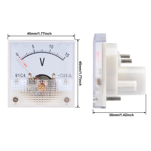 uxcell DC 0-15V Analog Panel Voltage Gauge, Volt Meter 91C4 with 2.5% Error