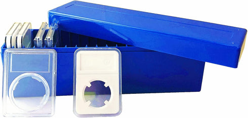 Ettonsun Plastic Coin Storage Box Case for 20 Slab Coin Holders, Fits PCGS NGC PCCB PMGab, Blue