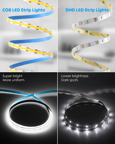 5V 6000K 3.28FT 320Leds 1M Aclorol USB Led Light Strip COB Led Strip Lights Daylight Cold White Flexible TV Led Lights
