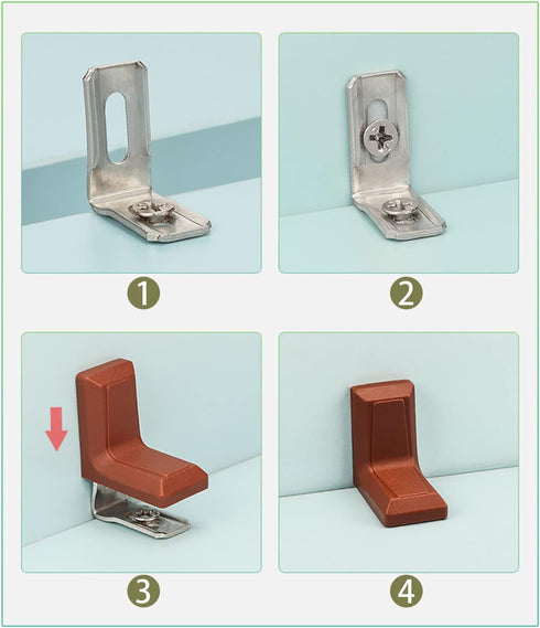 20Pcs 90 dophee Degrees L Shape Metal Corner Brackets with Plastic Cover Right Angle Corner Brace Joint for Shelves