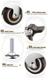 GBL 1" Small Caster Wheels with 2 Brakes - Set of 4 Low Profile Castor Wheels - 90Lbs Capacity, 5/16" Stem Dia.
