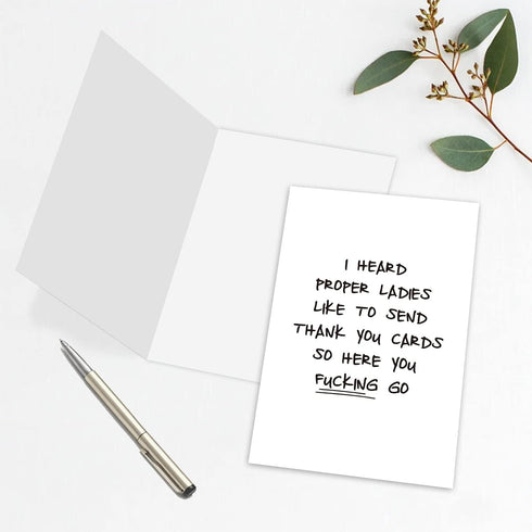 Leinessy Funny Thank You Card for Men Women, Hilarious Thanks Card from Bestie, I Heard Proper Ladies Like to Send