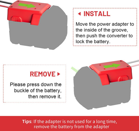 Kzreect 2 Pack 18V 12AWG for Power Wheel Adapter Compatible with Milwaukee Battery, Converter Kit with Built-in Switch