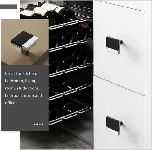 2pcs SEWACC Kitchen Cabinet Pull Handles, Single Hole Dresser Drawer Pulls, Bright Chrome and Black Finish, Furniture