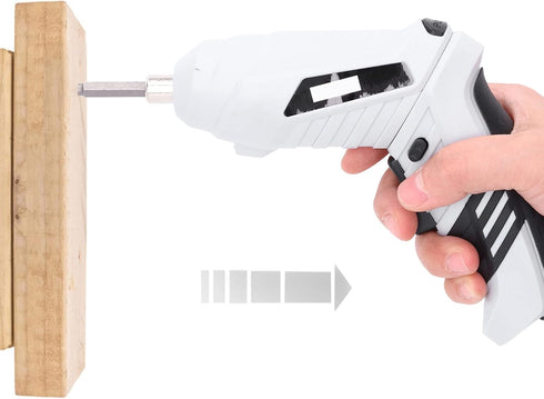 Electric Screwdriver Set - Cordless Handheld Power Screwdriver with 2Pcs Bits, USB Rechargeable Drill Kit, White
