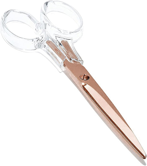 OfficeGoods 3 Piece Acrylic Desk Set - Ruler, Staple Remover, Scissors - Elegant Desk Accessories in Clear with Rose