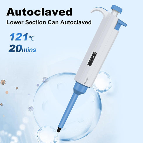 Adjustable Variable Volume Micropipette, 10-100µL Single Channel Pipette, High Precision Lab Micro Pipettes