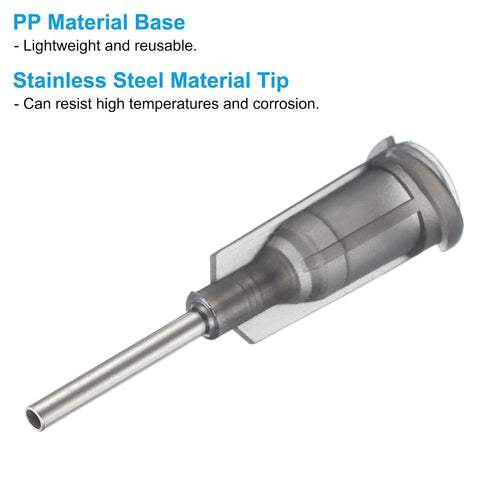 16Ga 0.5 Inch 10Pcs PATIKIL x Dispensing Needle Tips, Stainless Steel and Plastic Glue Needle Tube Blunt Tips with Luer