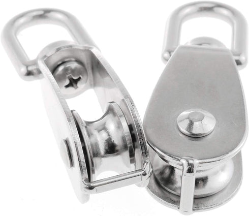 2PCS Lifting Single Pulley - Stainless Steel Heavy Duty Swivel Rope Pulley Block M15