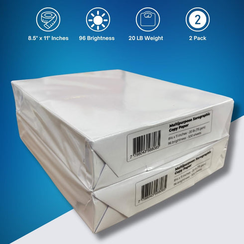 Generic 8.5 11 Inches, 20 lb, 96 500 2 Pack Multipurpose Copy Paper, x Brightness, Sheets per Ream