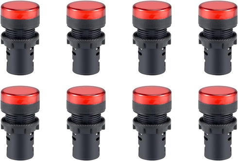 uxcell 8Pcs Red Indicator Light - 22mm Panel Mount AC/DC 110V for Electrical Control Panel, HVAC, DIY Projects