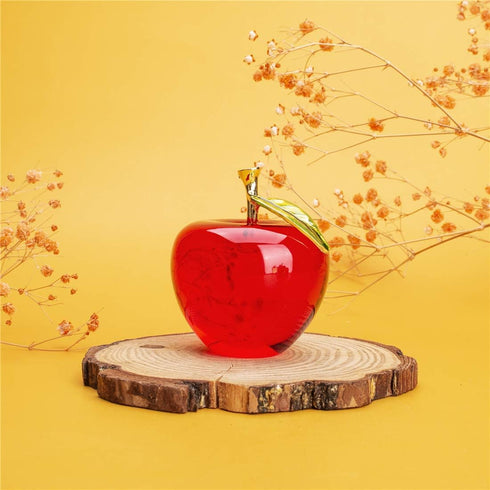 H&D Glaze Crystal Apple Paperweight Craft Decoration, Red
