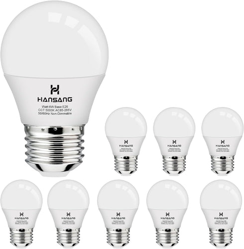 8 Pack hansang A15 LED E26 Small Light Bulb, Daylight 5000K, 60W Equivalent, 600 Lumen, Non-Dimmable