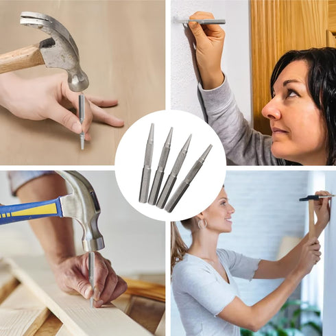 iayokocc 4pcs Set, 1/32", 1/16", 3/32" Setter 1/32" Setter Carpenter Center Punch Professional Nail & Nail & Center