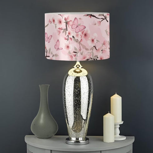 FANCOSAN Pink Floral Butterfly Lampshade Home Decor Fashion Bedroom Bedside Nightstand Lamp Shade for Pendant Floor
