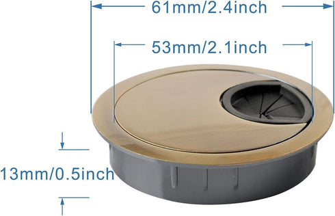 aoozleny Desk Grommet for Wire Organizer, PC Computer Plastic Grommet Cord, Tidy Cable Hole Cover, 2 Pack, Gold