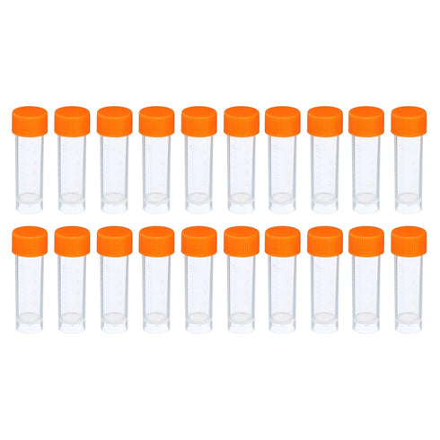 PATIKIL 5mL Plastic Test Tubes - 20 Pack Frozen Container Storage with Screw Cap for Lab Laboratory Science, Clear