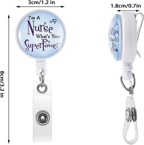 WILLBOND 8 Pieces Nurse Badge Reel Holder Retractable ID Reel Clip for Nurse Doctor Teachers Students, 8 Styles