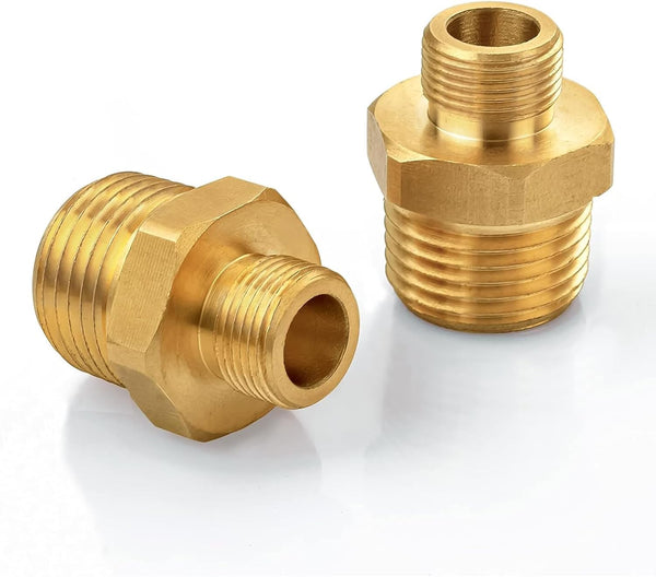 RV Faucet Adapter 1/2" to 3/8" Reducer, Brass Kitchen Faucet Supply Line Adapter, 3/8" Compression Fitting, 2 Pieces