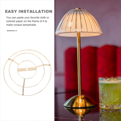 Wire Lamp Shade Rings Drum Lamp Shade Strong Frame Lampshade Bracket Kit with US Style Spider Fitter for DIY Table