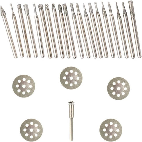 Diamond Burr Set for Rotary Tool, Grinding Carving Notching Bur Bit for Stone, Tile, Glass Jewelry