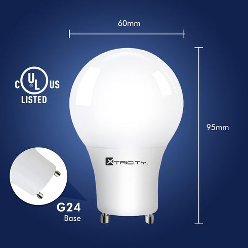 Xtricity GU24 LED A19 Two Prong Light Bulb, Bi-Pin Base, Dimmable, 10W (60W Equivalent) 120V, 800 Lumens, 3000K Soft White, UL Listed, RoHS Certified, (2 Pack) by Xtricity