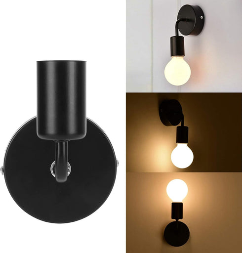 E27 AC85265V TOPINCN LED Sconces Wall Mounted Lamps Black Wall Light Fixture Retro Iron Single Head for Bedroom Living