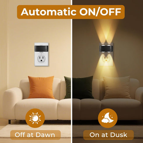 SETEN 4-Pack 2700K LED Night Lights Plug into Wall, Soft White with Light Sensor, Ambient Lighting for Hallway
