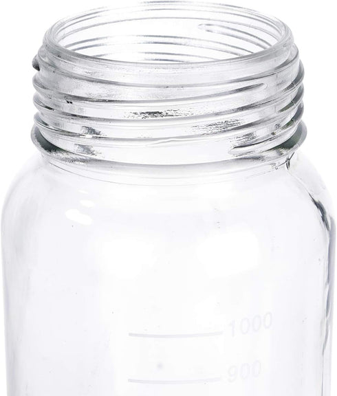 3 Pack 1000 mL Wide Mouth Graduated Round Reagent Media/Storage Lab Glass Bottle with GL80 Blue Cap