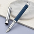 Hongdian 1843 Navigator Fountain Pen, Fine Nib Solid Metal with Refillable Converter and Blue Ripple Pattern Case