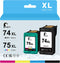Penguin 74XL 75XL Remanufactured Ink Cartridge for HP Photosmart and Deskjet Printers, 1 Black 1 Color