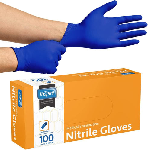 Inspire Cobalt Blue Nitrile Disposable Gloves | 4.5 Nitrile Safety Medical Exam