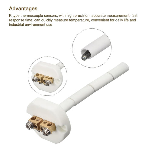 MECCANIXITY 4" K Type Ceramic Kiln Furnace Probe Thermocouple Sensor for Muffle Furnace Oven, High Temperature -50 to
