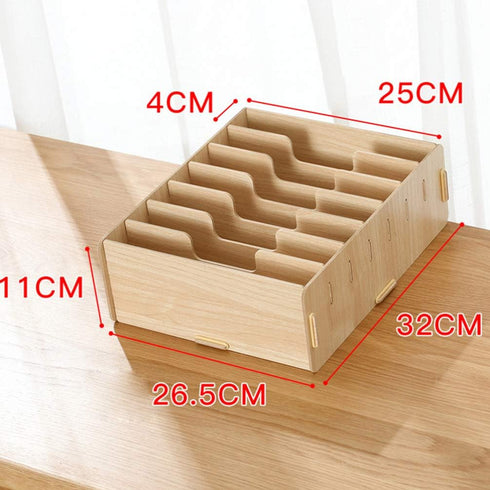 YARNOW Wood File Organizer with 7 Adjustable Dividers, Document Letter Mail Tray for Office Storage