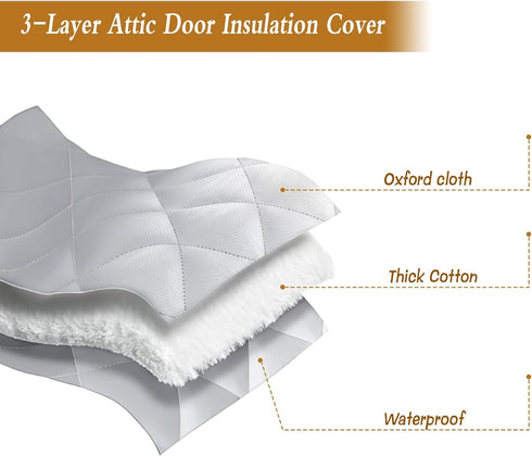 HFYZZ 27" 56" Attic Door Insulation Cover, Energy Saving Attic Stairs Ceiling Shutter Cover with Hook and Loop Strips