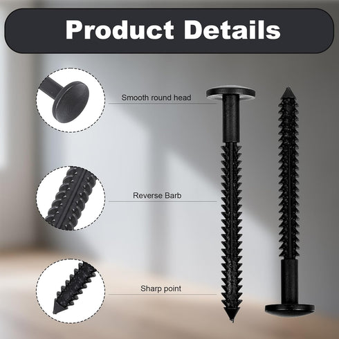 Ckhoid 120Pcs 3 Inch Vinyl Shutter Fastener, Window Panel Peg Lok, Pin Pegs, Screws, Plastic Shutter Spikes Anchor