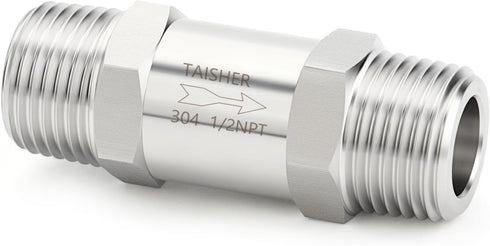 TAISHER 1PCS 304 Stainless Steel 1/2" NPT Male Check Valve, Backflow Prevention Non-Return Check Valves