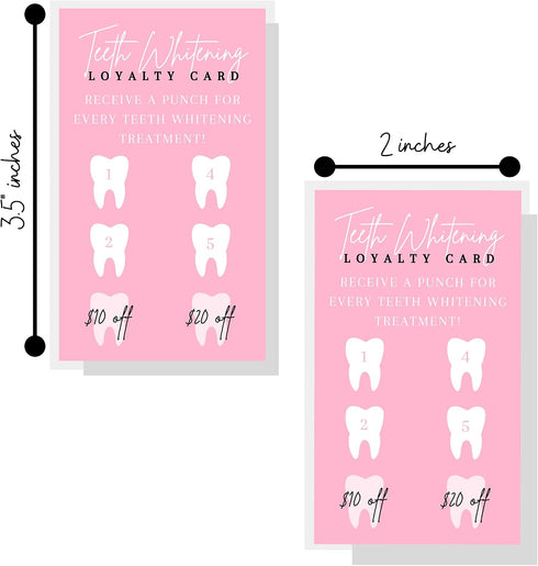 Lashicorn 50 Pack 2x3.5" inch Teeth Whitening Loyalty Reward Cards | | Size Business Card | Matches Teeth Whitening