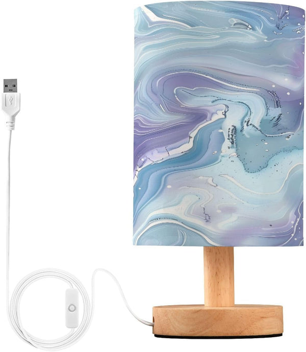 ALAZA Blue Purple Ripples Table Lamp for Bedroom USB Port Bedside Lamp