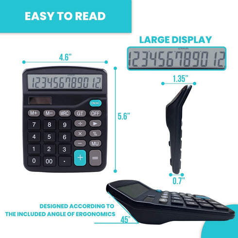 LICHAMP Desk Calculators, 6 Bulk Pack, Big Buttons and Large Display, 12 Digit Solar Power with AA Battery