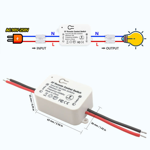 DieseRC AC 110V 120V 220V 240V Wireless Remote Control Light Switch with 2 Transmitters