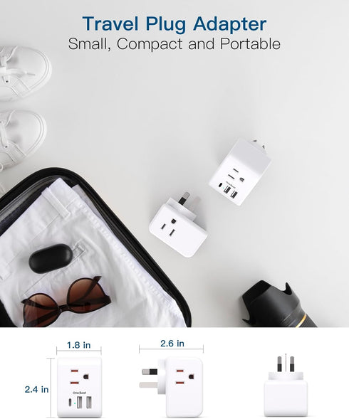 Australia New Zealand Power Plug Adapter, US to Australia Travel Adapter with 3 American Outlets and 3 USB Ports