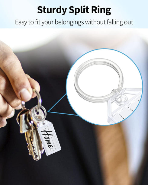 Uniclife 20 Pieces 2 Inch Plastic Key Tags with Ruled Blank Paper Labels, Transparent Covers, and Split Rings