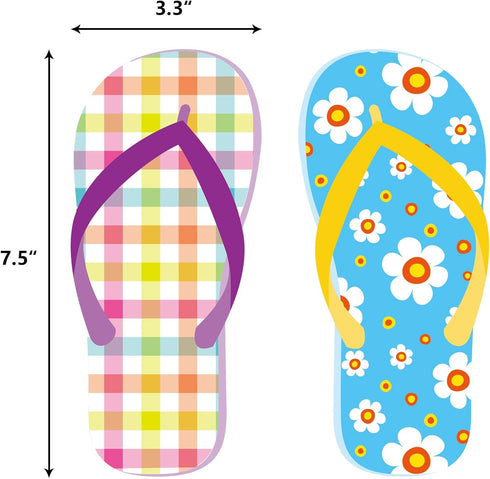 Fancy Land Flip-Flop Cutouts, Summer Bulletin Board Decorations for Back to School Classroom, 60Pcs