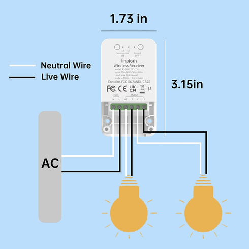 Smart Wi-Fi Light Switch, 2 Channels Linptech Wireless Relay Switch, Compatible with Alexa for Home Automation