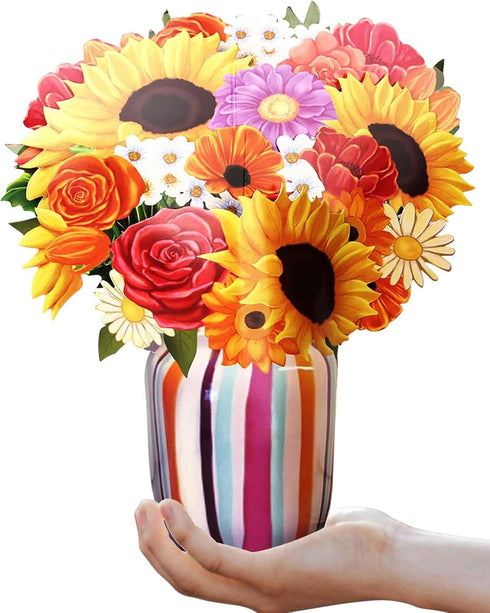 ALBUMAX Pop Up Flower Bouquet Greeting Card with 3D Colorful Vase, Cute Booming