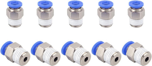 SNS 1/4" Tube OD x 1/8 NPT Male Straight Nickel Plated Brass Push to Connect Pneumatic Fittings (10 PCS)